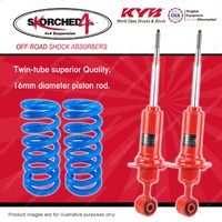 Front KYB SKORCHED 4'S Shock Absorbers Raised Coil Springs for NISSAN Navara D40