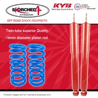 Rear KYB SKORCHED Shocks HD Raised Coil Springs for TOYOTA Landcruiser Prado 120
