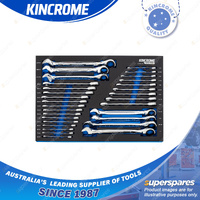 30 Pcs of Kincrome Evolution Single Way Gear Spanners EVA Tray Metric & Imperial