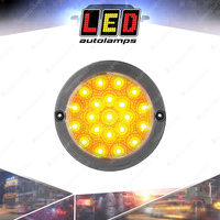 LED Autolamps Black Chrome Amber Round Rear Indicator Light 12V 21 LED Lamp Bulk