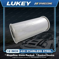 Lukey Megaflow Muffler - 2.25" Inlet 5" Round 12" Long 430 Stainless Steel