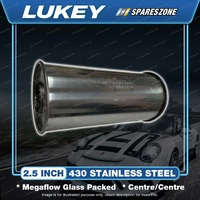Lukey 2.5" Megaflow Muffler - 6" Round 14" Long Centre/Centre 430 Stainless