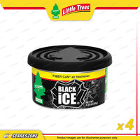4 x Little Trees Black Ice Fragrance Fiber Can Tin Container Air Freshener