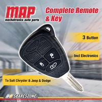 MAP Complete 3 Button Remote Shell & Key Requires Key Cutting for Jeep Commander