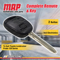 MAP Complete 2 Button Remote Shell & Key for Toyota Landcruiser Prado 120 Series
