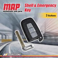 MAP 3 Button Remote Shell & Emergency Key Replacement for Hyundai Various