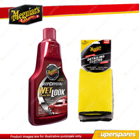Meguiar's Deep Crystal Wet Look One Step Wax 473ml + Microfibre Detailing Cloths