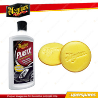 Meguiar's PLASTX Plastic Polish & Restorer 296ml + Reusable Hand Applicator Pads