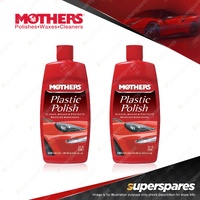 2 x Mothers Plastic Polish 236ml - Clean and Protect with Crystal Clarity