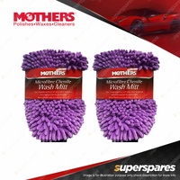 2 x Mothers Microfibre Chenille Wash Mitt - Safely Lift Away Dirt & Debris