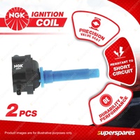 2 x NGK Ignition Coils for Kia Carens Shuma Spectra FB 1.8L 4Cyl DOHC MPFI 16V