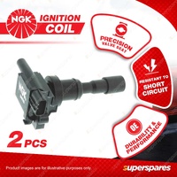 2 x NGK Ignition Coils for Mitsubishi Lancer CE CZ 2.0L T4 Cyl V DOHC TMPFI 16V