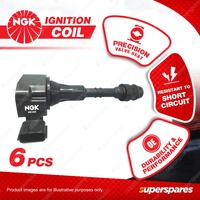 6x NGK Ignition Coils for Nissan Navara D40 Pathfinder R51 Maxima J31 Murano Z50