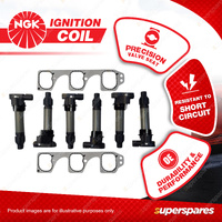 NGK Ignition Coil Kit for Cadillac CTS 3.6L LLT V6 24v DOHC VVT 210kW RWD 08-10