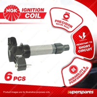 6 x NGK Ignition Coils for Cadillac CTS PREMIUM 3.6L LLT V6 24v 210kW RWD 08-10