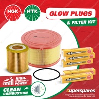 NGK Glow Plug & NTK Air Oil Filter Kit for Ford Ranger PX1 PX2 PX3 Everest UA