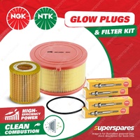 NGK Glow Plug & NTK Air Oil Filter Kit for Mazda BT-50 UP UR 2.2L P4AT 2011-2020
