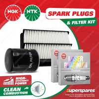 NGK Platinum Spark Plugs & NTK Air Oil Filter for Toyota Landcruiser UZJ200R 4.7
