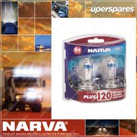 Narva H4 Performance Halogen Headlight Globes 12V 60/55W Plus 120 P43T 1C H4