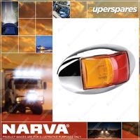 Narva LED Side Marker Lamp Red Amber Oval Chrome Deflector Base 10-33V 91404C