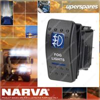 Narva 12V Illuminated Off/On Sealed Rocker Switch Fog Lights Symbol Blue 63134Bl