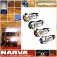 Narva 24 Volt Chrome Pilot Lamp Switch With Green LED Indicator Signal Light