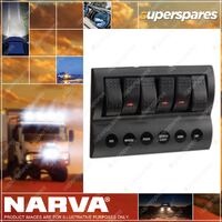 Narva Brand 6-Way LED Switch Panel With Fuse Protection - 183 x 120mm
