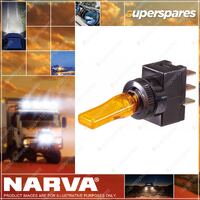 Narva Off / On Toggle Switch With Push On Terminals Amber LED - Blister Pack