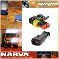 Narva 2 Way Waterproof Connector Terminals And Seals 14A Male/Female 57522Bl