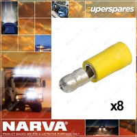 Narva Yellow Male Insulated Bullet Terminals Wire Size 5-6mm - Pack of 8