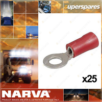 Narva 4.3mm Red Insulated Ring Terminal Wire size 2.5-3mm - Blister Pack of 25