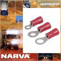 Narva 6.3mm Red Insulated Ring Terminal Wire size 2.5-3mm - Blister Pack of 16