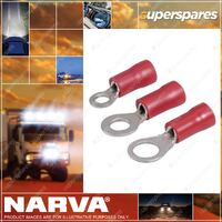 Narva 8.4mm Red Insulated Ring Terminal Wire size 2.5-3mm - Blister Pack of 16