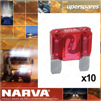 Narva Brand 50 Amps Maxi Blade Type Fuses with Red Colour Box of 10