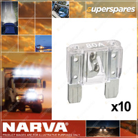 Narva Brand 80 Amps Maxi Blade Type Fuses with White Colour Box of 10