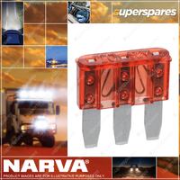 Narva 10 Amp Red Colour Micro 3 Blade Fuse Blister 5 Part NO. of 51210BL