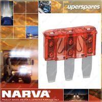 Narva 10 Amp Red Color Micro 3 Blade Fuse Box Of 25 Part NO.of 51210