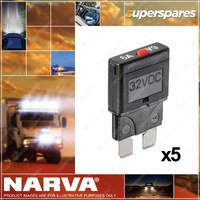 Narva 15 Amp Blue Manual Plug-In Resetting Circuit Breaker Box Of 5