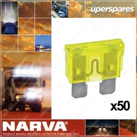 Narva 20 Amp Yellow Colour Standard ATS Blade Fuse - Box Of 50 52820