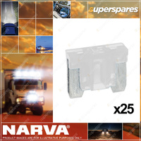 Narva Brand 25 Amp White Colour Micro Blade Fuse - Box Of 25 52525