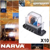Narva 10pcs 4-Way Ats Fuse Box With Tall Transparent Cover Gasket & 8 Terminals