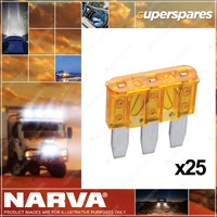Narva Brand 5 Amp Orange Colour Micro 3 Blade Fuses - Box Of 25 51205