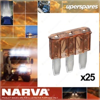 Narva Brand 7 Amp Brown Colour Micro 3 Blade Fuses - Box Of 25 51207