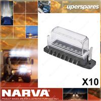 Narva 10pcs 8-Way Ats Fuse Box With Tall Transparent Cover Gasket & 16 Terminals