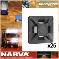 Narva Black U.V. Weather Resistant Cable Tie Mounts 19 X 19mm 25 Pack