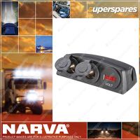 Narva HD Twin Surface Mount Accessory Sockets & 12/24V Dc LED Volt Meter