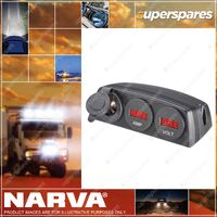 Narva HD Surface Mount Accessory Socket & 12/24V Dc LED Amp/Volt Meter