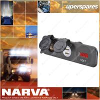 Narva Heavy-Duty Accessory/Dual Usb Sockets And 12/24V Dc LEDV Meter Blister