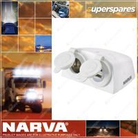 Narva Heavy Duty Surface Mount Dual Usb Sockets White for RV and Marine Blister