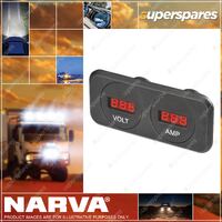 Narva Heavy Duty 12 / 24 Volt Dc LED Volt And Amp Meters Blister Pack